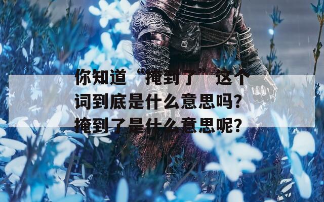 你知道“掩到了”这个词到底是什么意思吗？掩到了是什么意思呢？